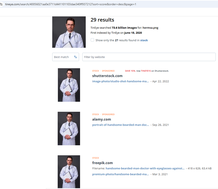 La photo du docteur provient de banques d'images.